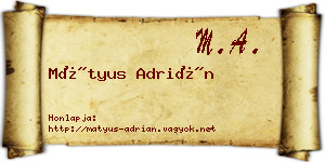 Mátyus Adrián névjegykártya
